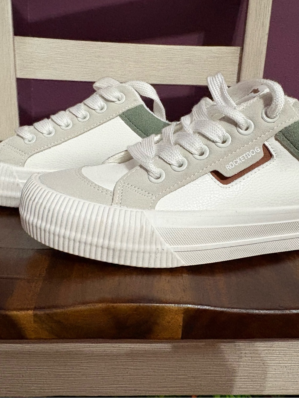 Rocket Dog White Sneakers with Sage and Tan Accents - Picture 2 of 8